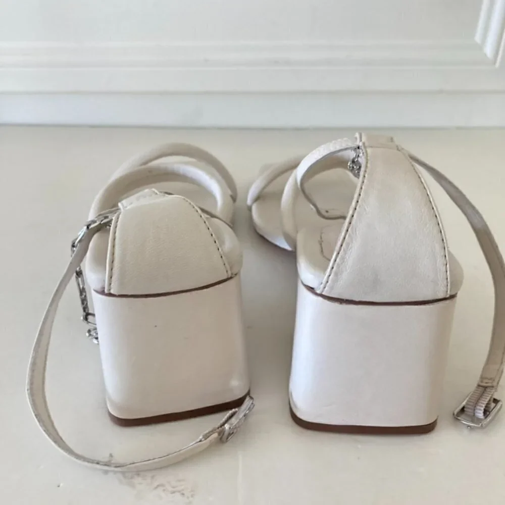 NWOB Free People Parker Creme Leather Chain Heels Sz 37